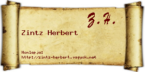 Zintz Herbert névjegykártya
